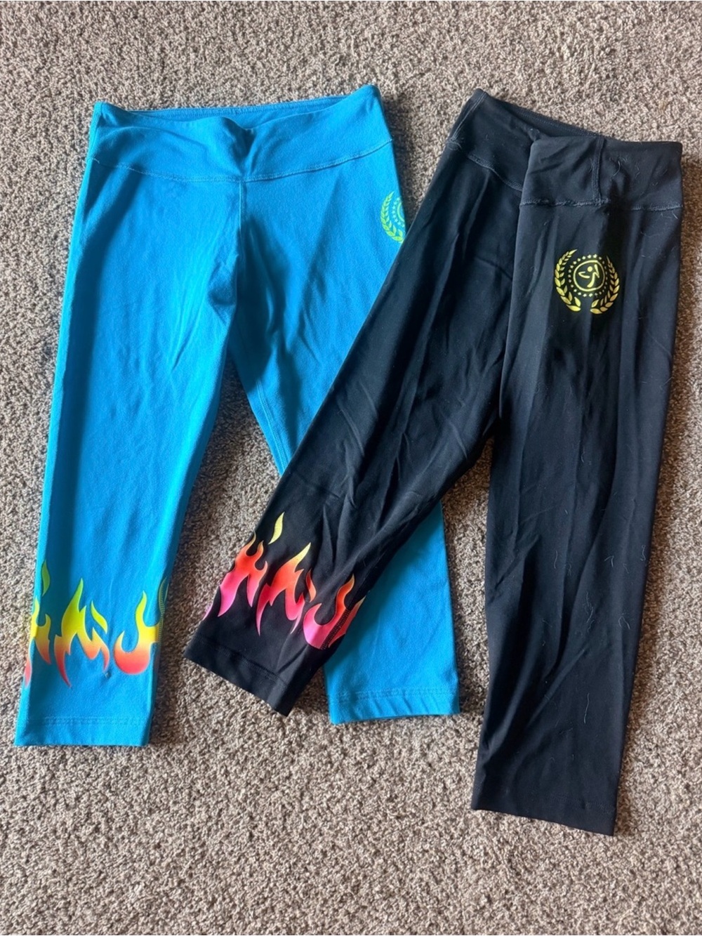 Zumba Fitness Black, Red, Blue & Pink Flame and Lace-Up Leggings Bundle Set of 4 - Picture 8 of 11